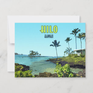 Hilo Big Island Hawaii Strand Vintage Flachkarte