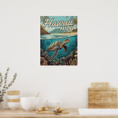 Hilo Hawaii Big Island Retro Tropische Küste Poster (Küche)