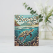 Hilo Hawaii Big Island Retro Tropische Küste Postkarte (Stehend Vorderseite)