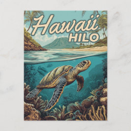 Hilo Hawaii Big Island Retro Tropische Küste Postkarte