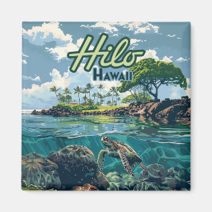 Hilo Hawaii Big Island Schildkrötenstrand Vintage Magnet
