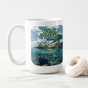 Hilo Hawaii Big Island Turtle Beach Vintag Kaffeetasse
