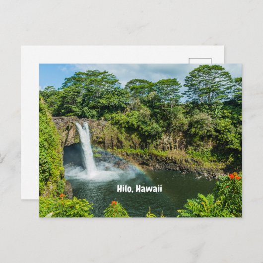 Hilo, Hawaii Tropical Rainbow Falls Wasserfall Postkarte (Vorne/Hinten)