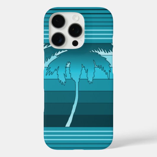 Hilo Hawaiian Palms Aquamarin gestreift Case-Mate iPhone Hülle (Rückseite)