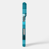 Hilo Hawaiian Palms Aquamarin gestreift Case-Mate iPhone Hülle (Rückseite / Rechts)