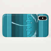 Hilo Hawaiian Palms Aquamarin gestreift Case-Mate iPhone Hülle (Rückseite (Horizontal))