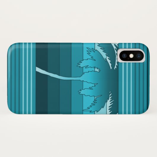 Hilo Hawaiian Palms Aquamarin gestreift Case-Mate iPhone Hülle (Rückseite (Horizontal))