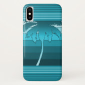 Hilo Hawaiian Palms Aquamarin gestreift Case-Mate iPhone Hülle (Rückseite)