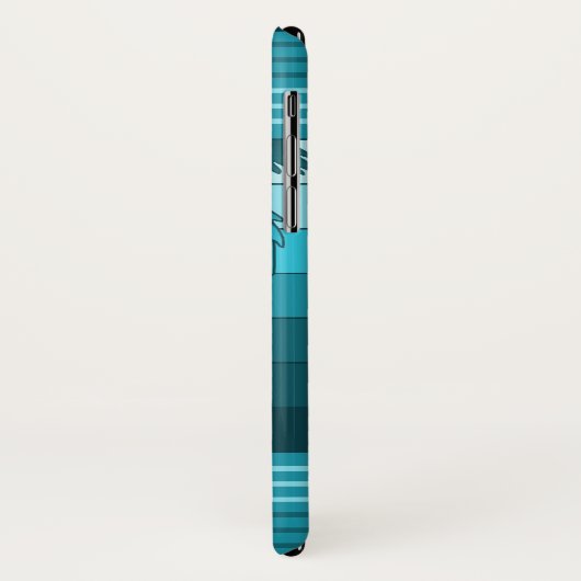 Hilo Hawaiian Palms Aquamarin gestreift Case-Mate iPhone Hülle (Hinten/Links)