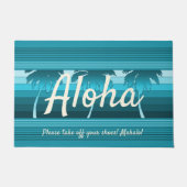 Hilo Hawaiian Palms Striped Aloha Aquamarin Fußmatte (Vorderseite)