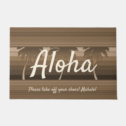Hilo Hawaiian Palms Striped Aloha Brown Fußmatte (Vorderseite)