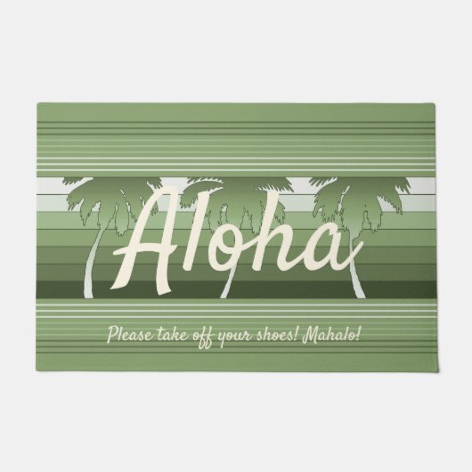 Hilo Hawaiian Palms Striped Aloha Green Fußmatte (Vorderseite)