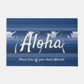 Hilo Hawaiian Palms Striped Aloha Navy Fußmatte (Vorderseite)