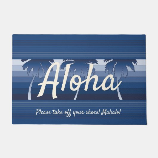 Hilo Hawaiian Palms Striped Aloha Navy Fußmatte (Vorderseite)