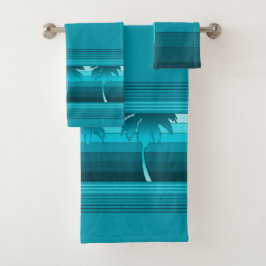 Hilo hawaiische Palmen Striped Koordinaten Badhandtuch Set