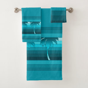 Hilo hawaiische Palmen Striped Koordinaten Badhandtuch Set