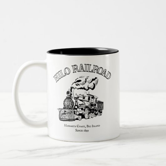 Hilo Railroad Vintage Steam Train Zweifarbige Tasse (Links)