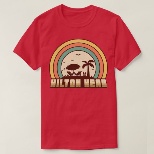 Hilton Head Beach Retro Sunset Style T-Shirt (Design vorne)