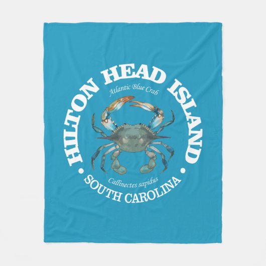 Hilton Head (blaue Krabbe) Fleecedecke (Vorderseite)