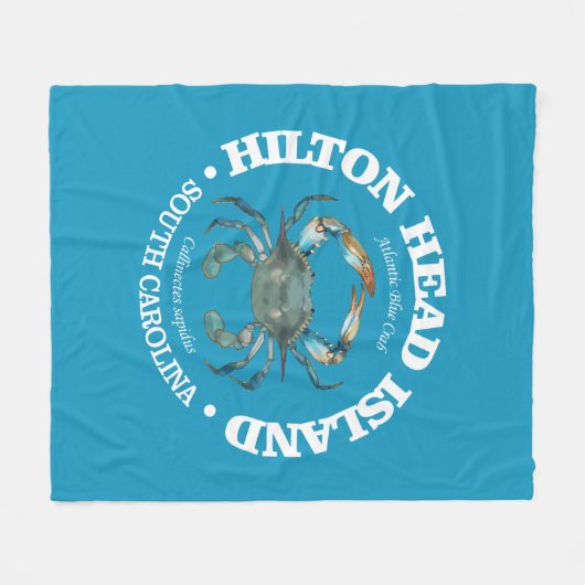 Hilton Head (blaue Krabbe) Fleecedecke (Vorderseite (Horizontal))