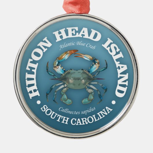 Hilton Head (blaue Krabbe) Ornament Aus Metall (Vorne)