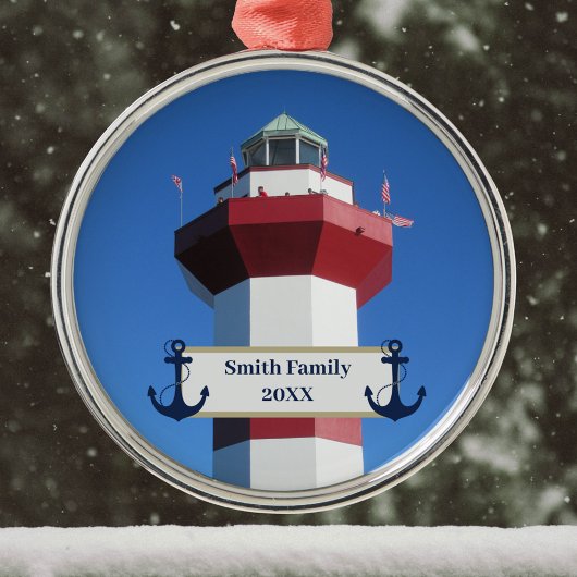 Hilton Head Harbour Town Lighthouse and Anchor Ornament Aus Metall