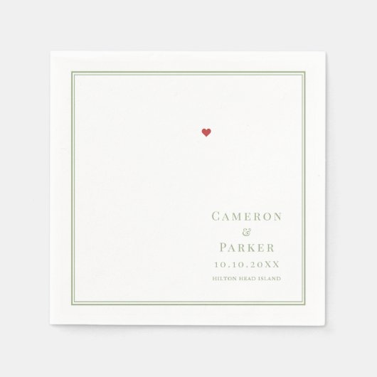 Hilton Head Insel SC Karte Elegante Sage Wedding Serviette (Vorderseite)