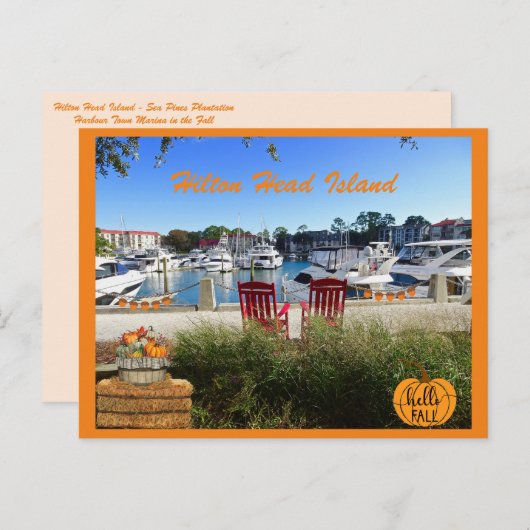 Hilton Head Island Hafen Stadt Marina Hallo Fall Postkarte (Vorne/Hinten)