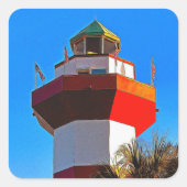 Hilton Head Island Harbour Town Lighthouse Quadratischer Aufkleber (Vorderseite)