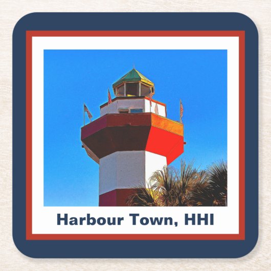 Hilton Head Island Harbour Town Lighthouse Rechteckiger Pappuntersetzer (Vorderseite)