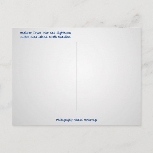 Hilton Head Island Harbour Town Pier & Lighthouse Postkarte (Rückseite)