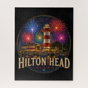 Hilton Head Island Leuchtturm Patriotische Feuerwe Puzzle