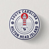 Hilton Head Island Lighthouse Retro Sunset Button (Vorderseite)