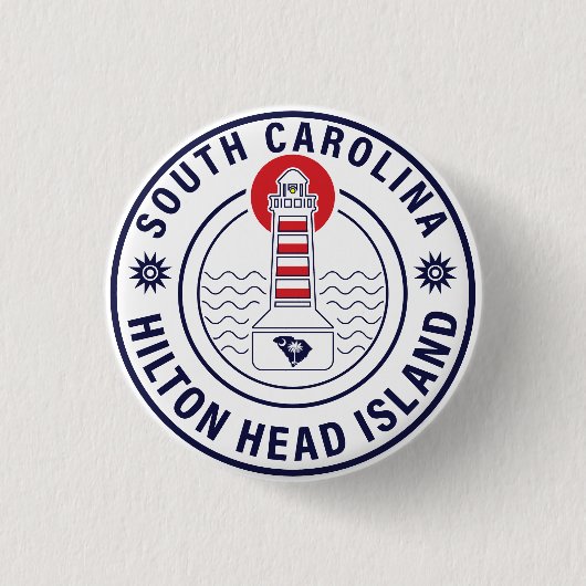 Hilton Head Island Lighthouse Retro Sunset Button (Vorderseite)