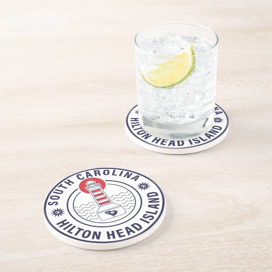 Hilton Head Island Lighthouse Retro Sunset Getränkeuntersetzer (Seite)