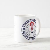 Hilton Head Island Lighthouse Retro Sunset Kaffeetasse (VorderseiteRechts)