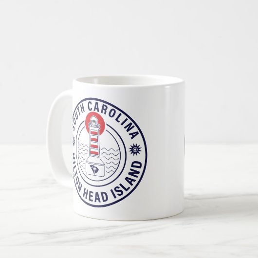 Hilton Head Island Lighthouse Retro Sunset Kaffeetasse (Vorderseite Links)