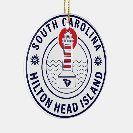 Hilton Head Island Lighthouse Retro Sunset Keramik Ornament (Rechts)