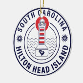 Hilton Head Island Lighthouse Retro Sunset Keramik Ornament (Links)