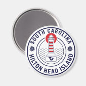 Hilton Head Island Lighthouse Retro Sunset Magnet (Vorderseite/Rückseite)