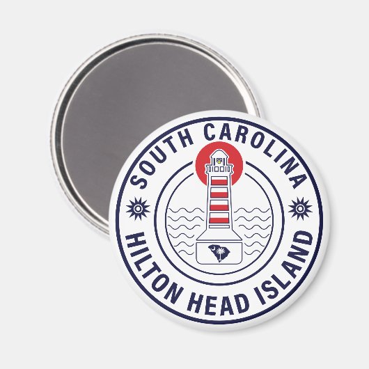 Hilton Head Island Lighthouse Retro Sunset Magnet (Vorderseite/Rückseite)