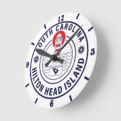 Hilton Head Island Lighthouse Retro Sunset Runde Wanduhr (Winkel)