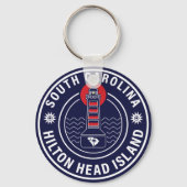 Hilton Head Island Lighthouse Retro Sunset Schlüsselanhänger (Rückseite)