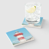 Hilton Head Island Lighthouse Untersetzer mit Text (Seitenansicht)