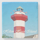 Hilton Head Island Lighthouse Untersetzer mit Text (Vorderseite)