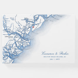 Hilton Head Island Map Elegant Navy Blue Wedding Gästebuch