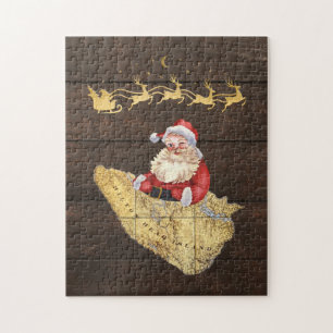 Hilton Head Island Map mit Santa und Reindeer Puzzle