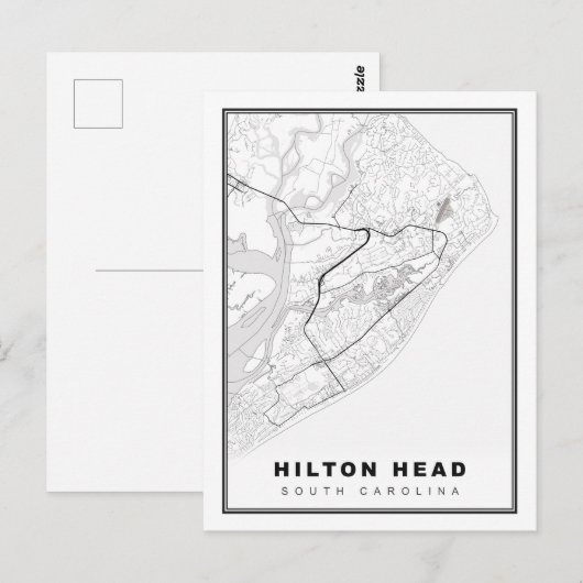 Hilton Head Island Map Postkarte (Vorne/Hinten)