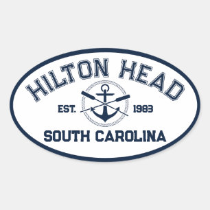 Hilton Head Island SC Marine gekreuzte Ruder Anker Ovaler Aufkleber