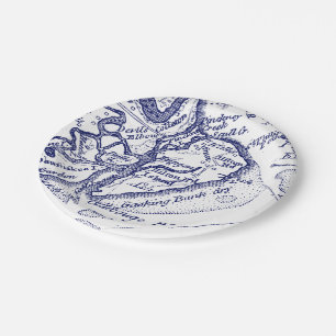 Hilton Head Island SC Vintag Map Navy Blue Pappteller